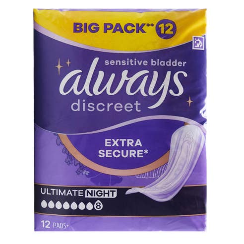 Always Discreet Sensitive Bladder Ultimate Night Pads 12pc 
