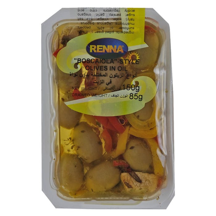 Renna Boscaiola Olives Style In Sunflower Oil 150g – Deliciously Prepared – Available at Alosra Online Grocery Store.