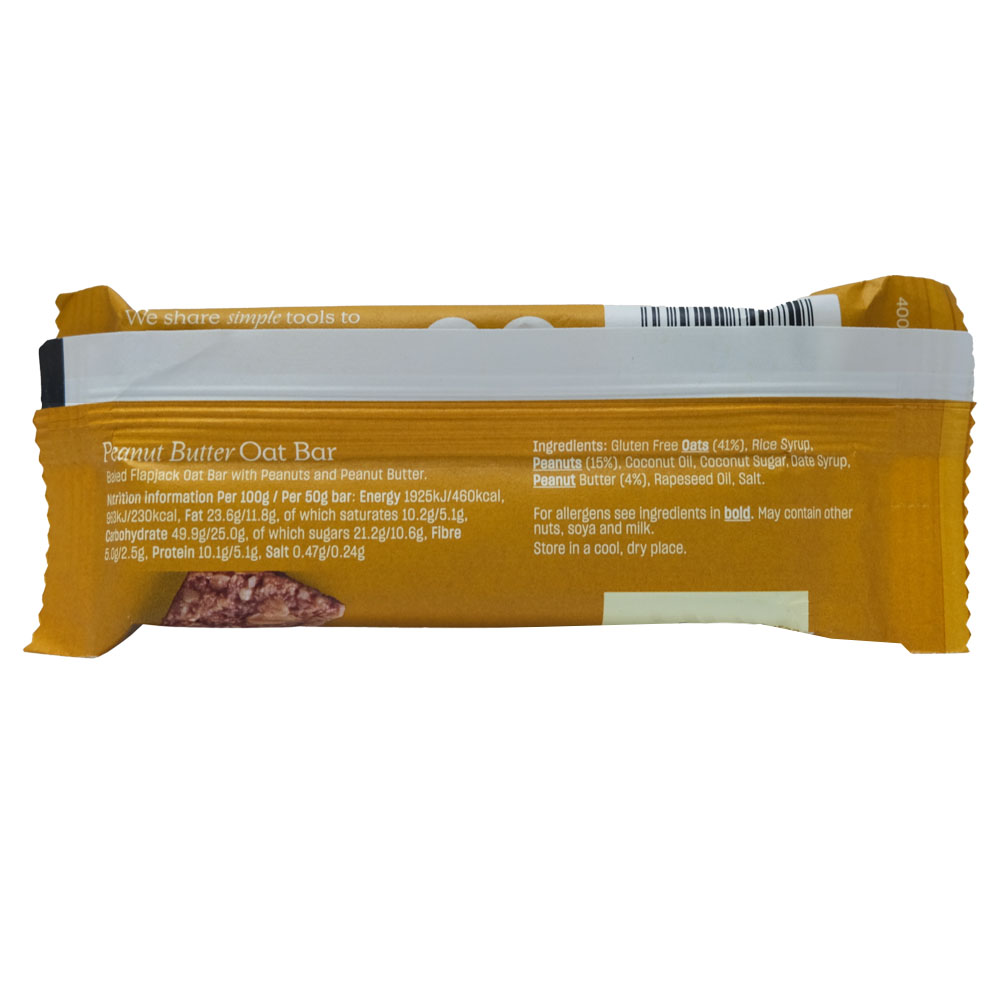 Deliciously Ella Peanut Butter Oat Bar 50g back image