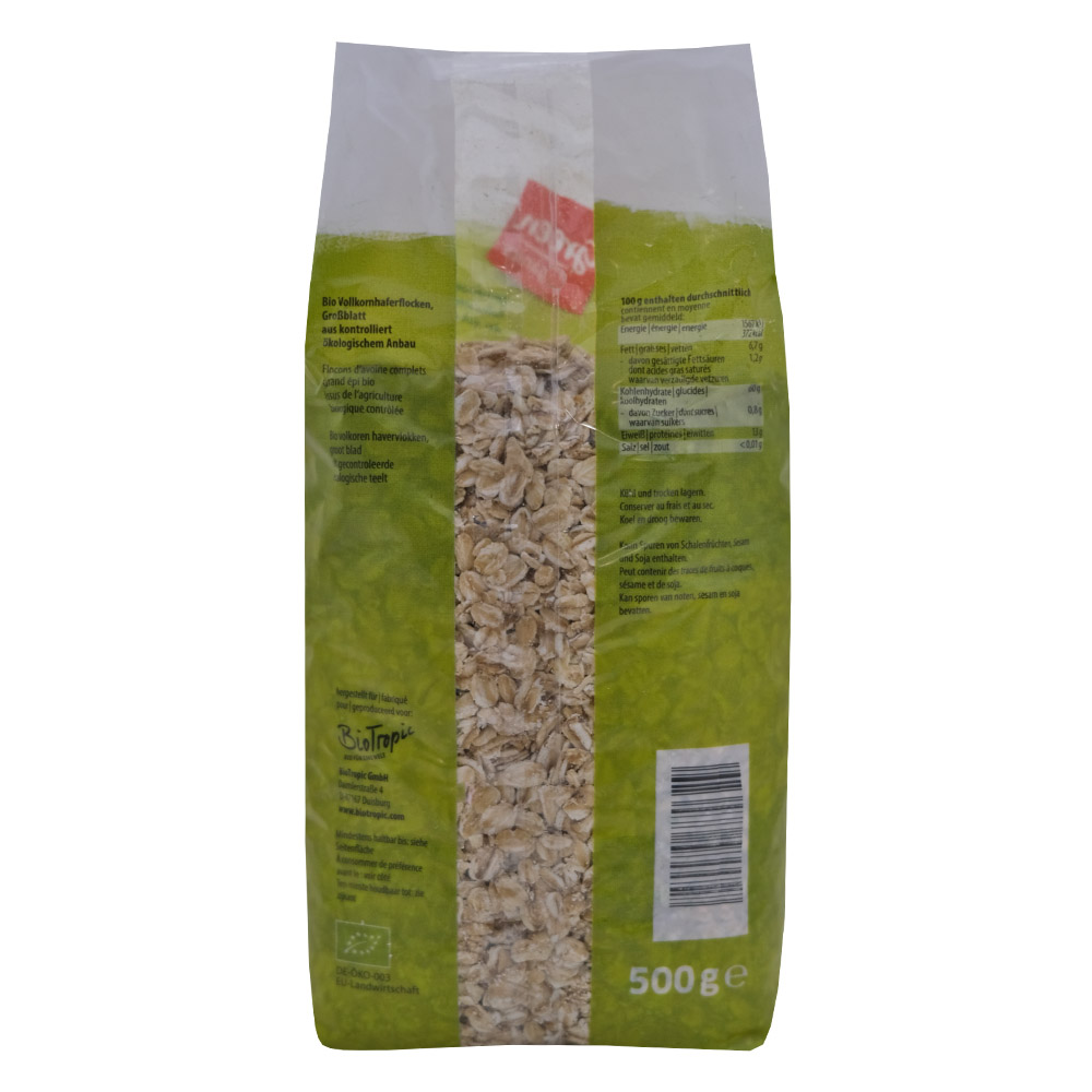 Green Organics Large Oat Flakes 500g back image