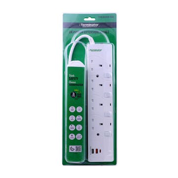Terminator 4-Way UK Power Extension Socket TPB 864UK-UAC 