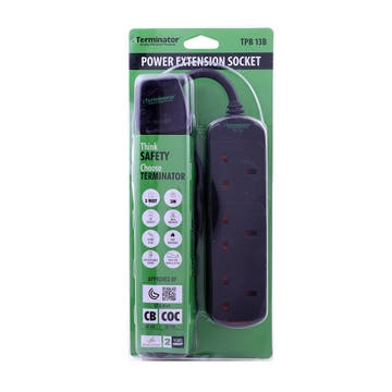 Terminator 3-Way Extension Socket Black TPB 13B 