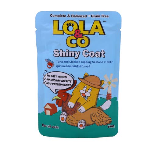 Lola & Co Shiny Coat Tuna & Chicken Topping Seafood in Jelly 80g 