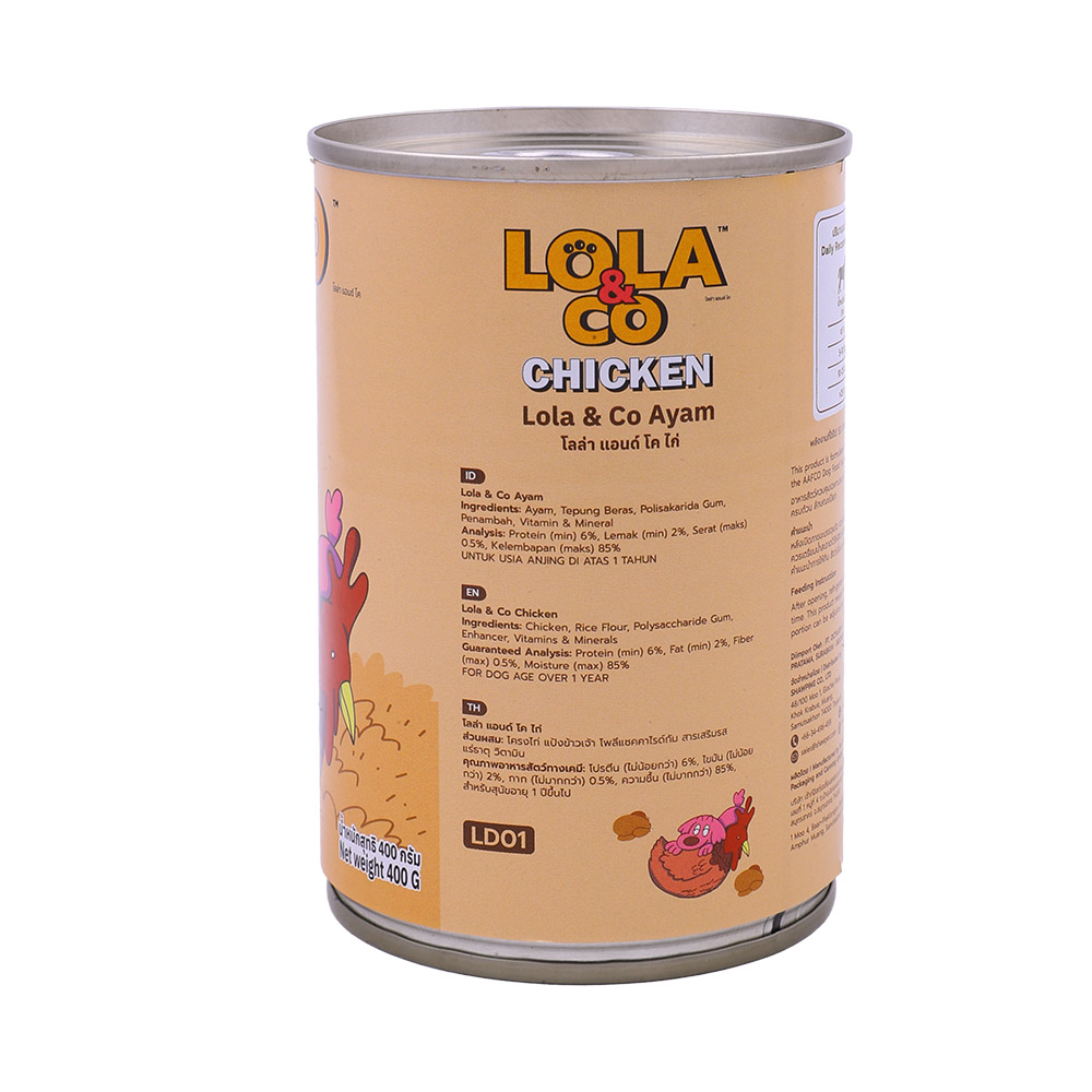 Lola & Co Chicken With Ayam for Dogs 400g back image
