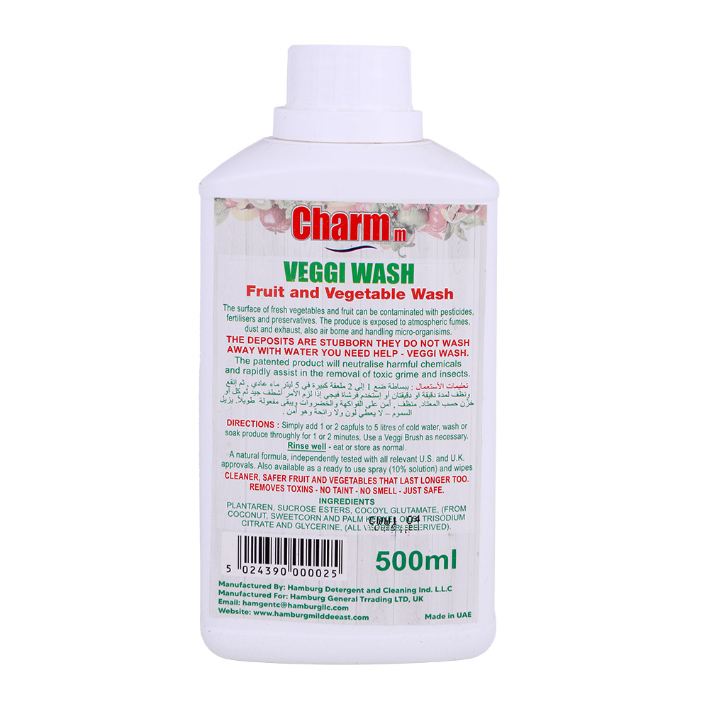Charmm Fruit & Vegetable Wash Concentrate 500ml back image