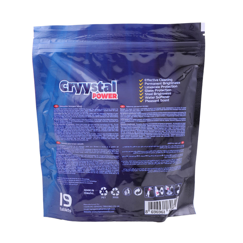 Cryystal Power Dishwasher Tablets 19s back image