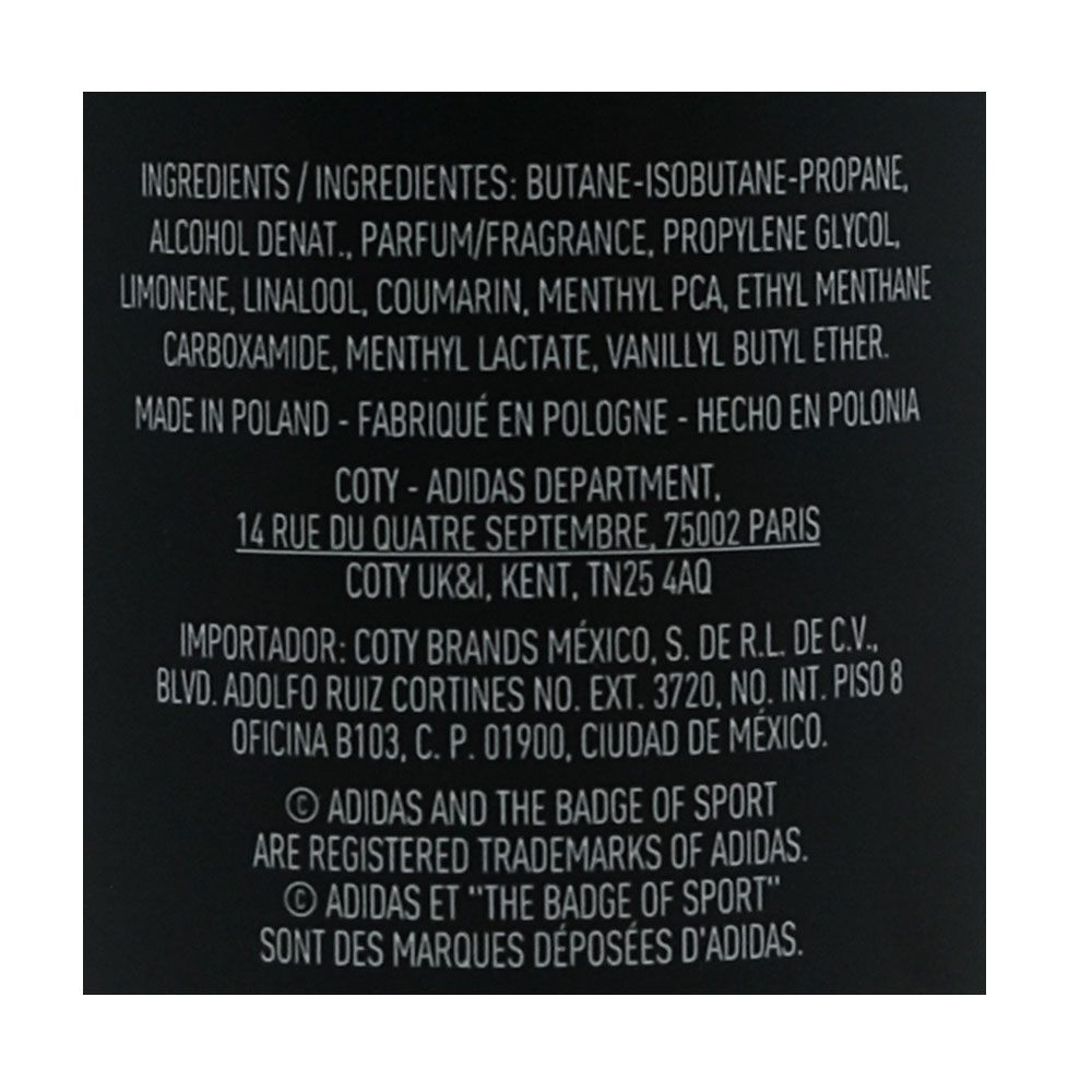 Adidas Victory League Deodorant Body Spray 150ml back image