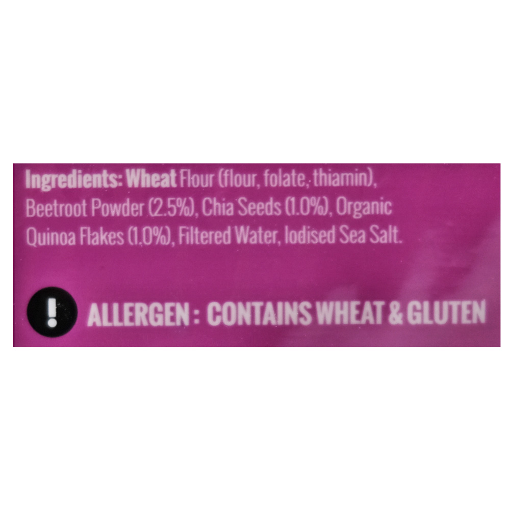 Mountain Bread Beetroot Quinoa & Chia Wraps 200g back image