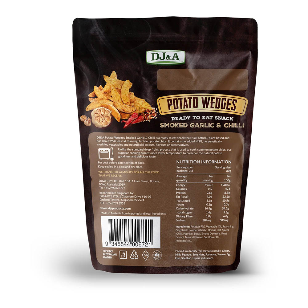 DJ&A Potato Wedges Smoked Garlic & Chilli 100g - Bahrain Alosraonline store