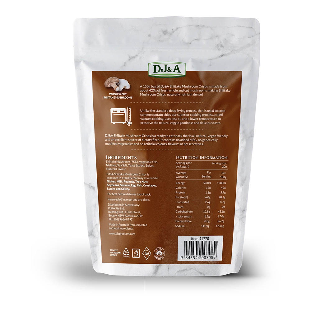 DJ&A Shiitake Mushroom Crisps 150g back image