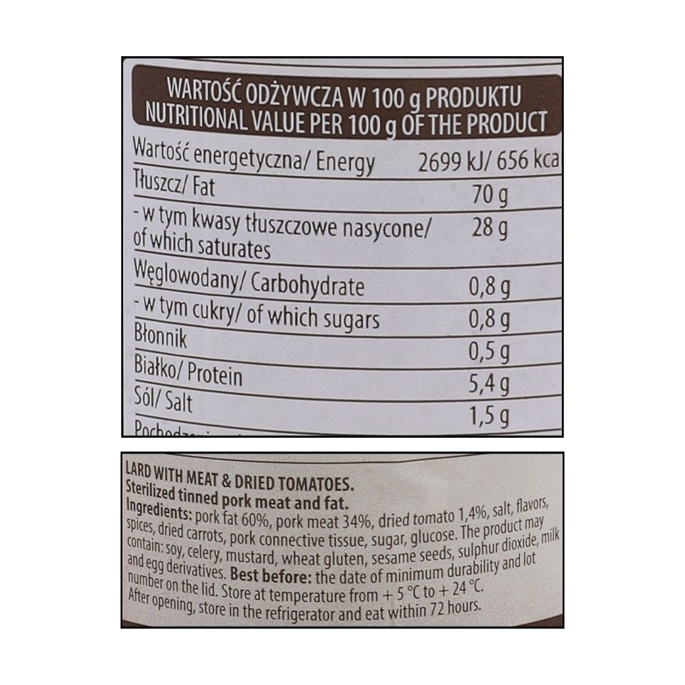 Smak Gorno Pork Lard Meat & Dried Tomatoes 250g [Contains Pork] right side image