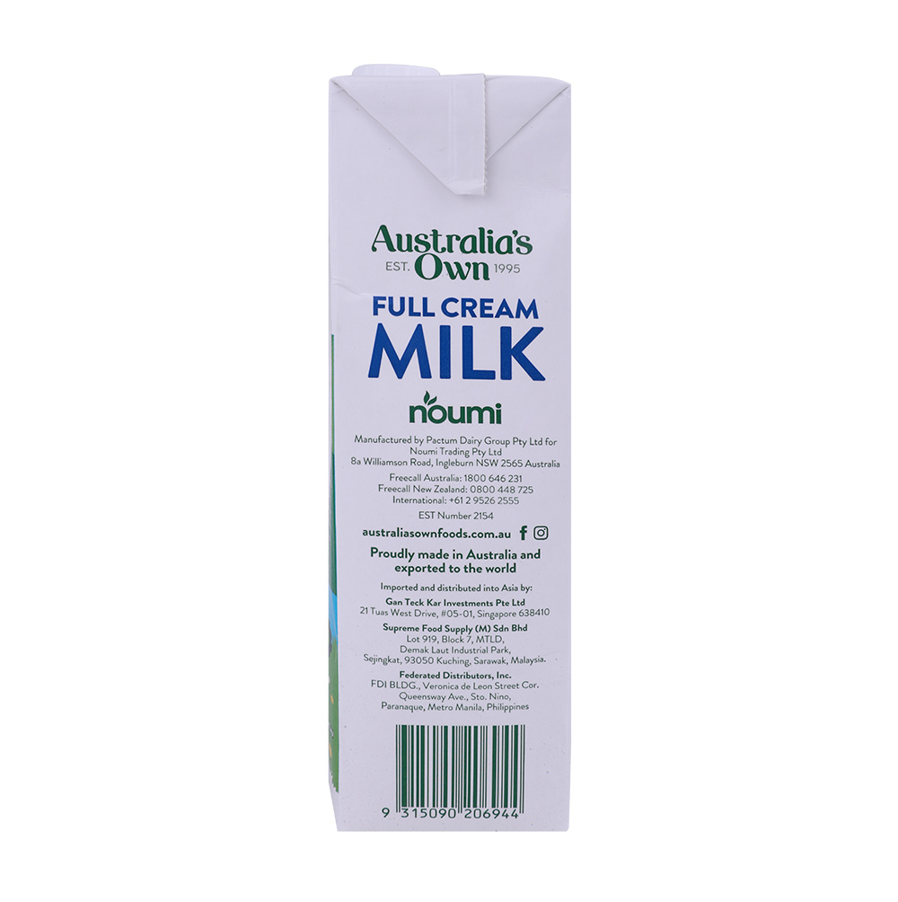 Australia's Own Full Cream Milk 1L back image