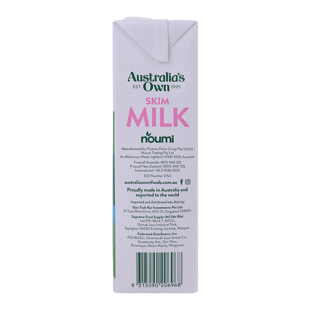 Australia's Own Skim Milk 1L back image