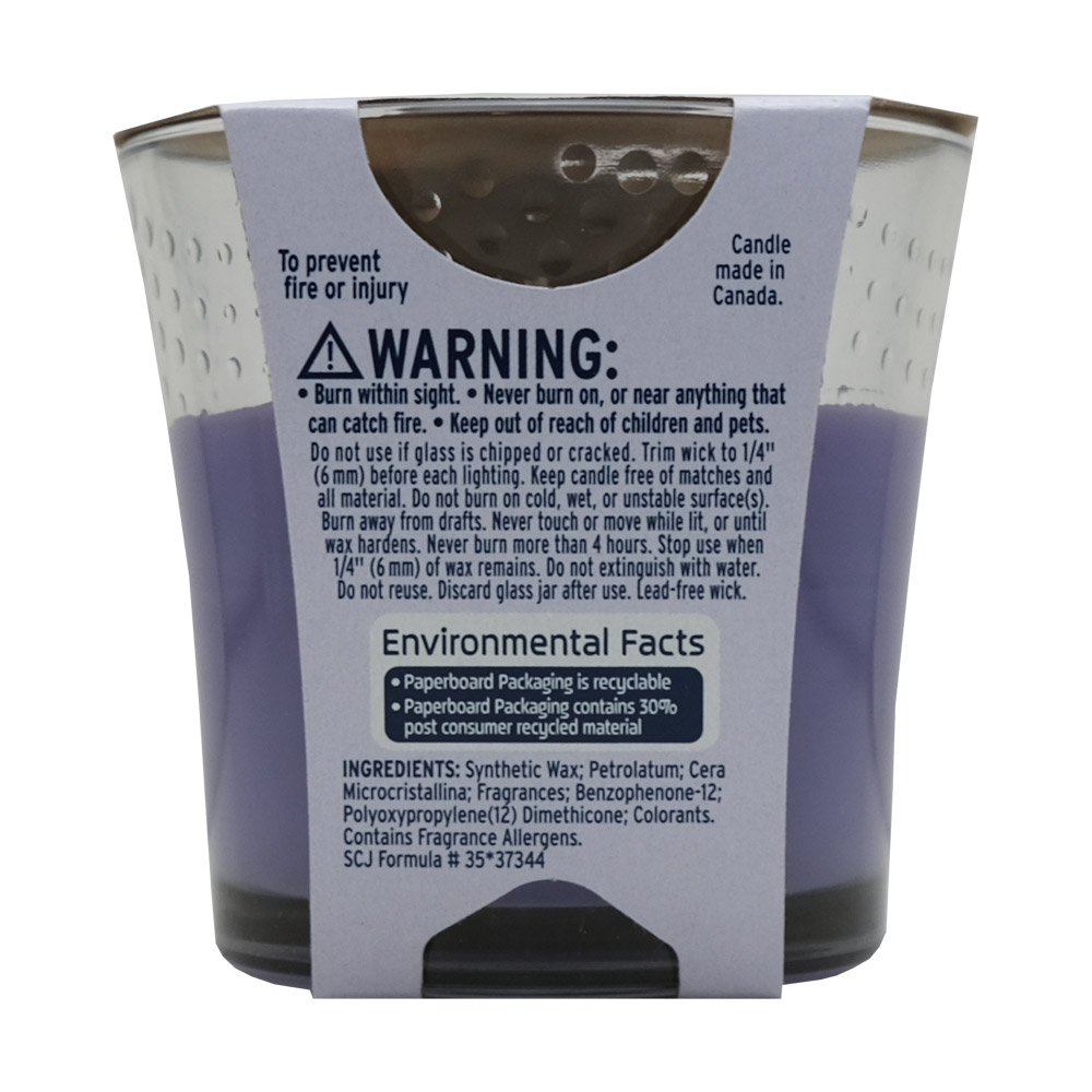 Glade Tranquil Lavender & Aloe Candle 96g back image