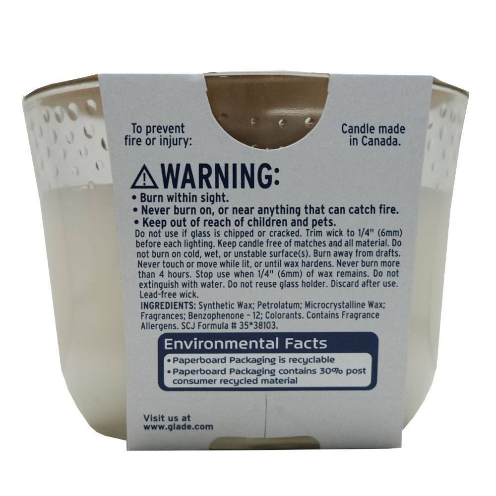Glade Alluring Sheer Vanilla Embrace Candle 193g back image