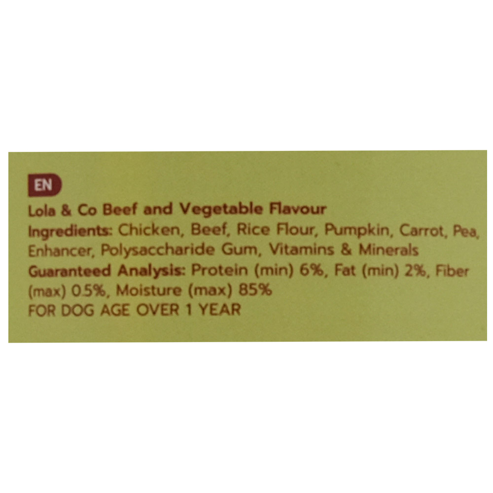 Lola & Co Beef And Vegetable For Dogs Can 400g back image