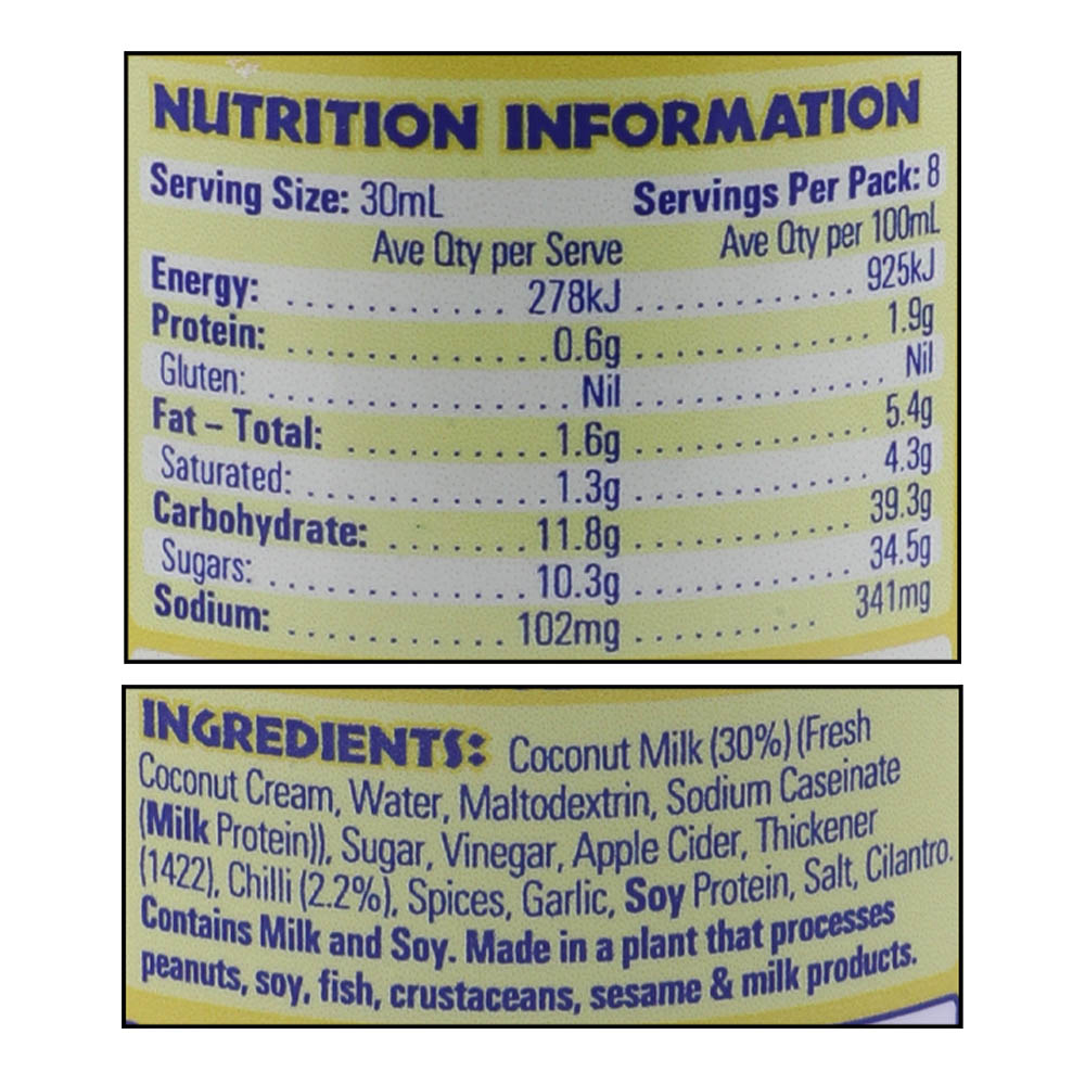 Byron Bay Chilli Co. Fiery Coconut Chilli Sauce 250ml right side image