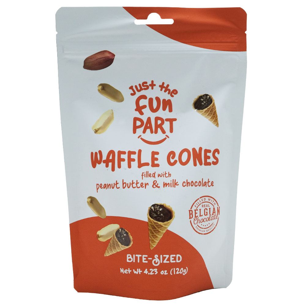 Just The Fun Part Mini Waffle Cones With Peanut Butter & Milk Chocolate 120g