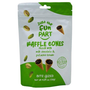 Just The Fun Part Milk Chocolate & Pistachio Cream Bite Sized Waffle Cones 120g 