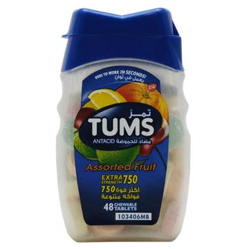 Tums Assorted Fruit Antacid Tabs 48's 
