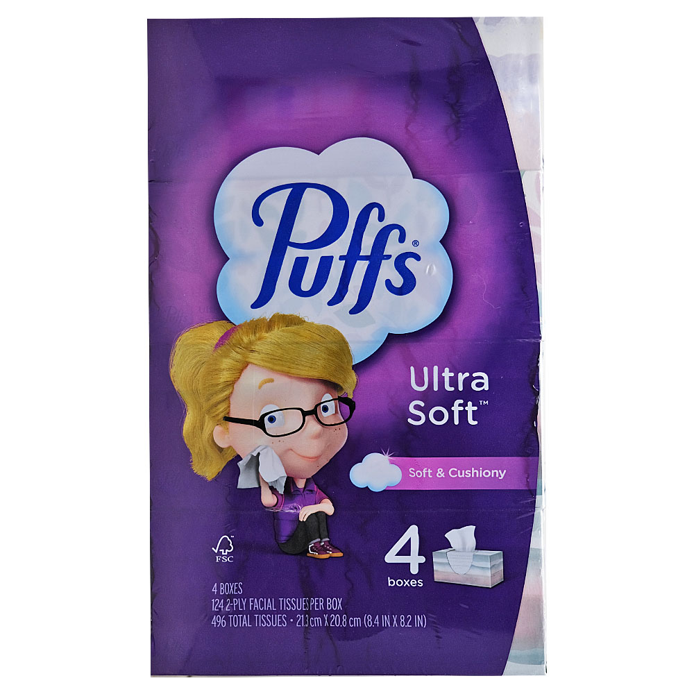 Puffs Ultra Soft Facial Tissue 4ct