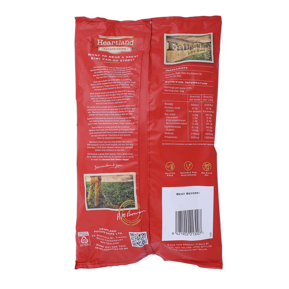 Heartland Southern Salt Wave Cut Potato Chips 150g back image