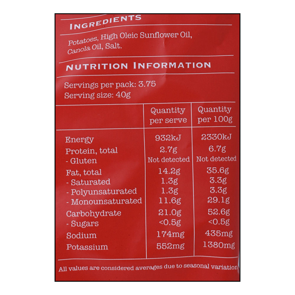 Heartland Southern Salt Wave Cut Potato Chips 150g right side image