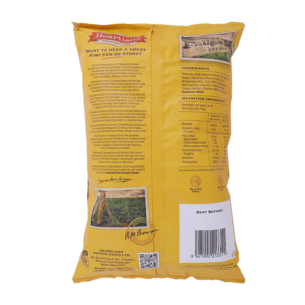 Heartland Chicken Wave Cut Potato Chips 150g back image