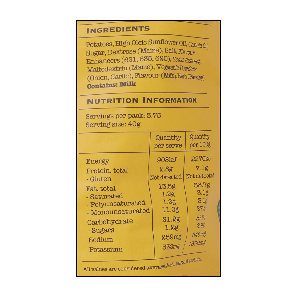 Heartland Chicken Wave Cut Potato Chips 150g right side image
