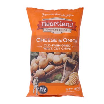 Heartland Cheese & Onion Potato Chips 150g 
