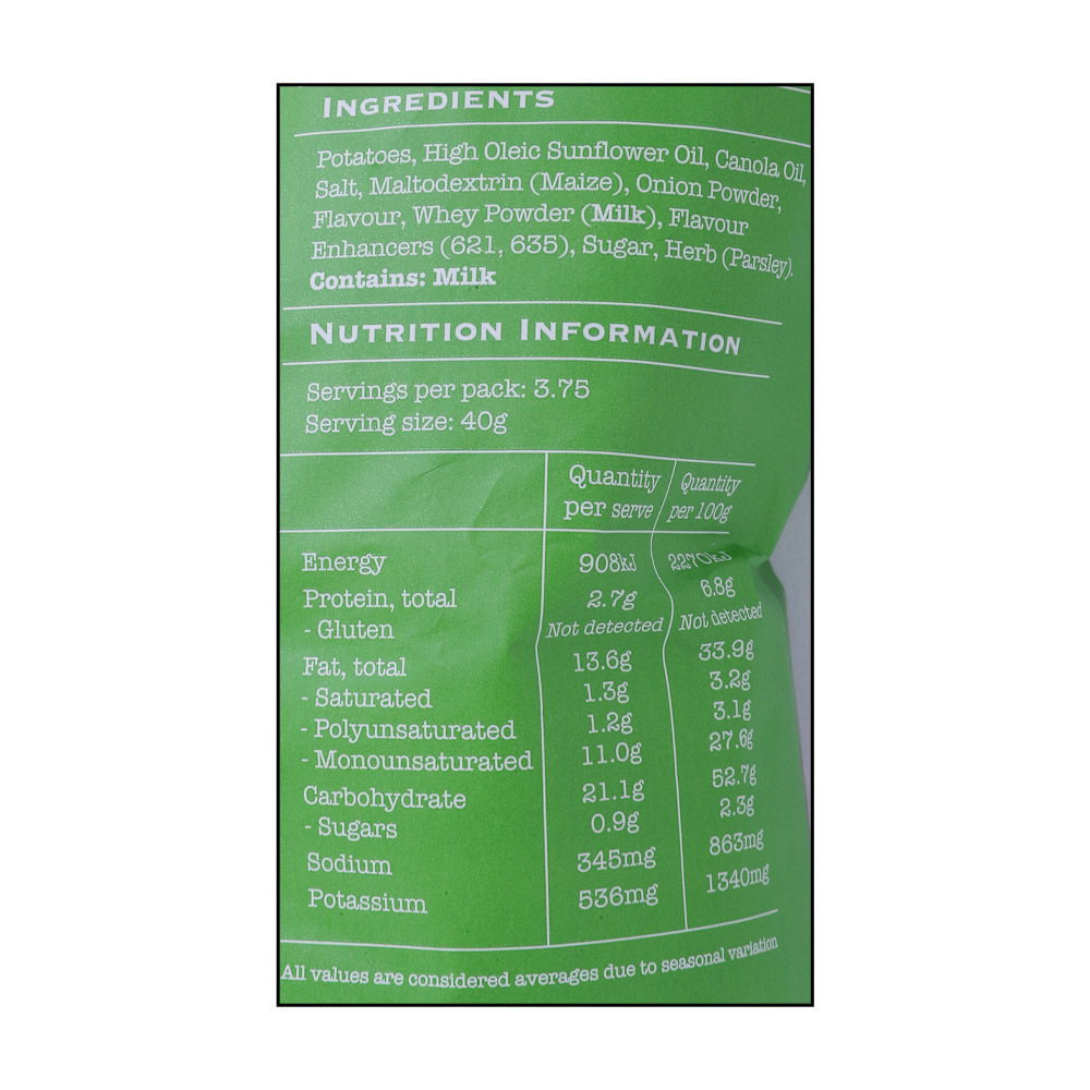 Heartland Green Onion Potato Chips 150g right side image