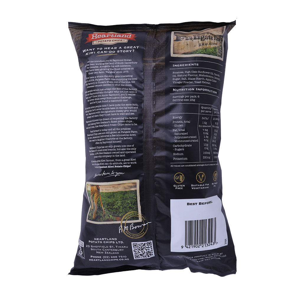 Heartland Apple Cider Vinegar Potato Chips 150g back image