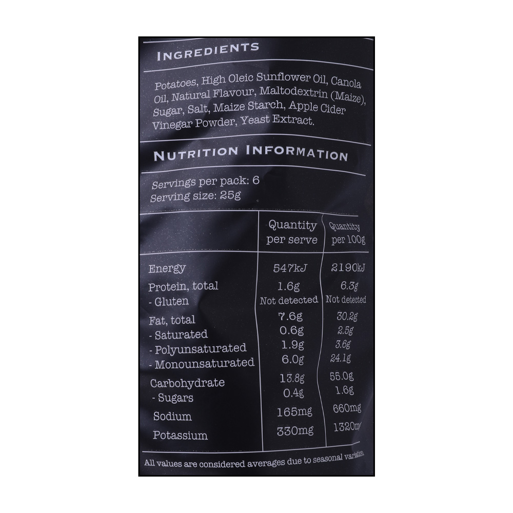 Heartland Apple Cider Vinegar Potato Chips 150g right side image