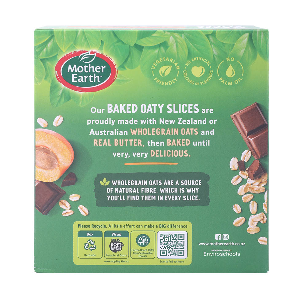 Mother Earth Apricot & Chocolate Oaty Slices 240g back image