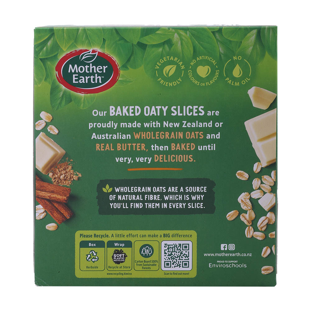 Mother Earth Gingerbread & White Chocolate Oaty Slices 240g back image