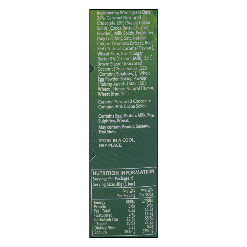 Mother Earth Salted Caramel & Chocolate Oaty Slices 240g right side image