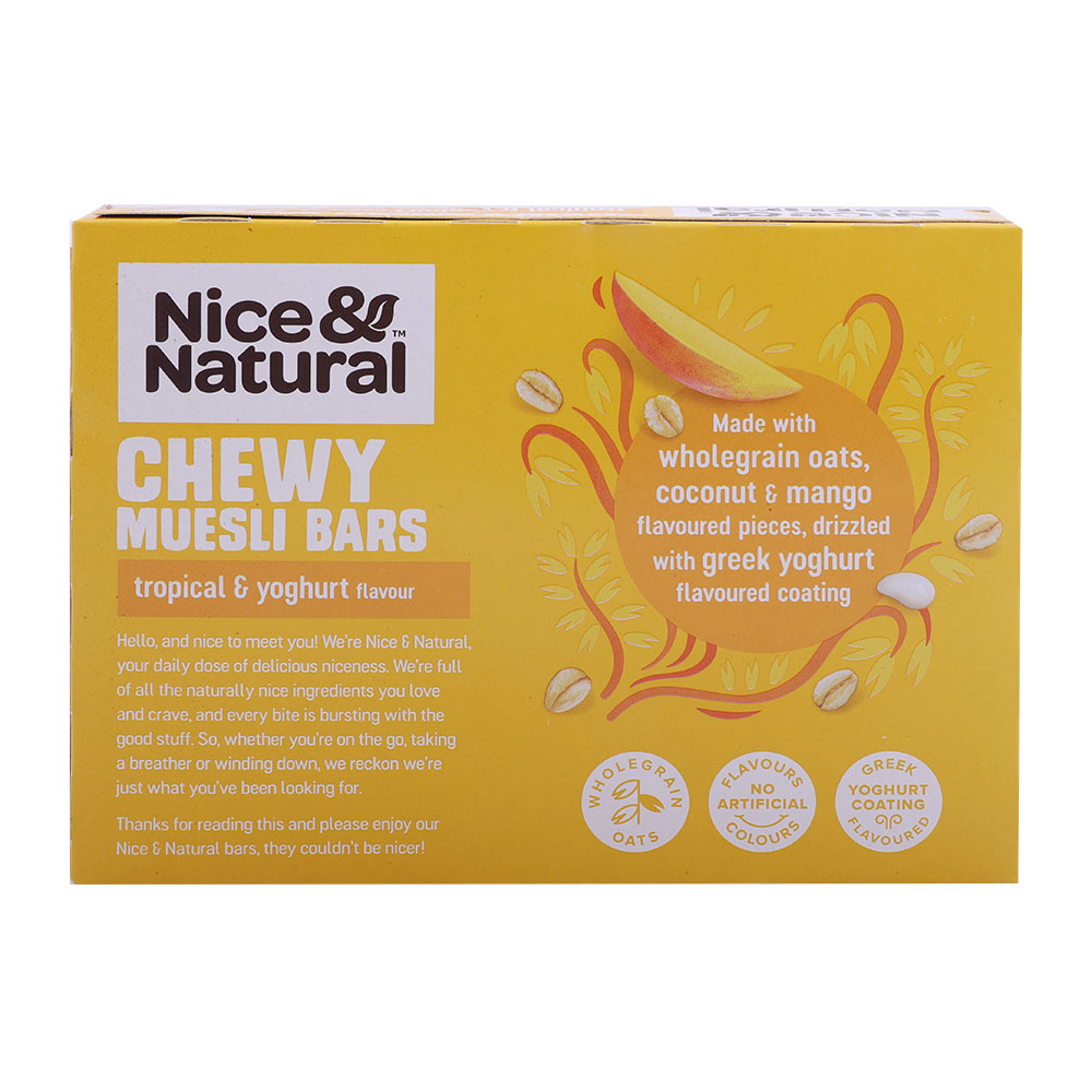 Nice & Natural Tropical & Yoghurt Muesli Bars 185g back image