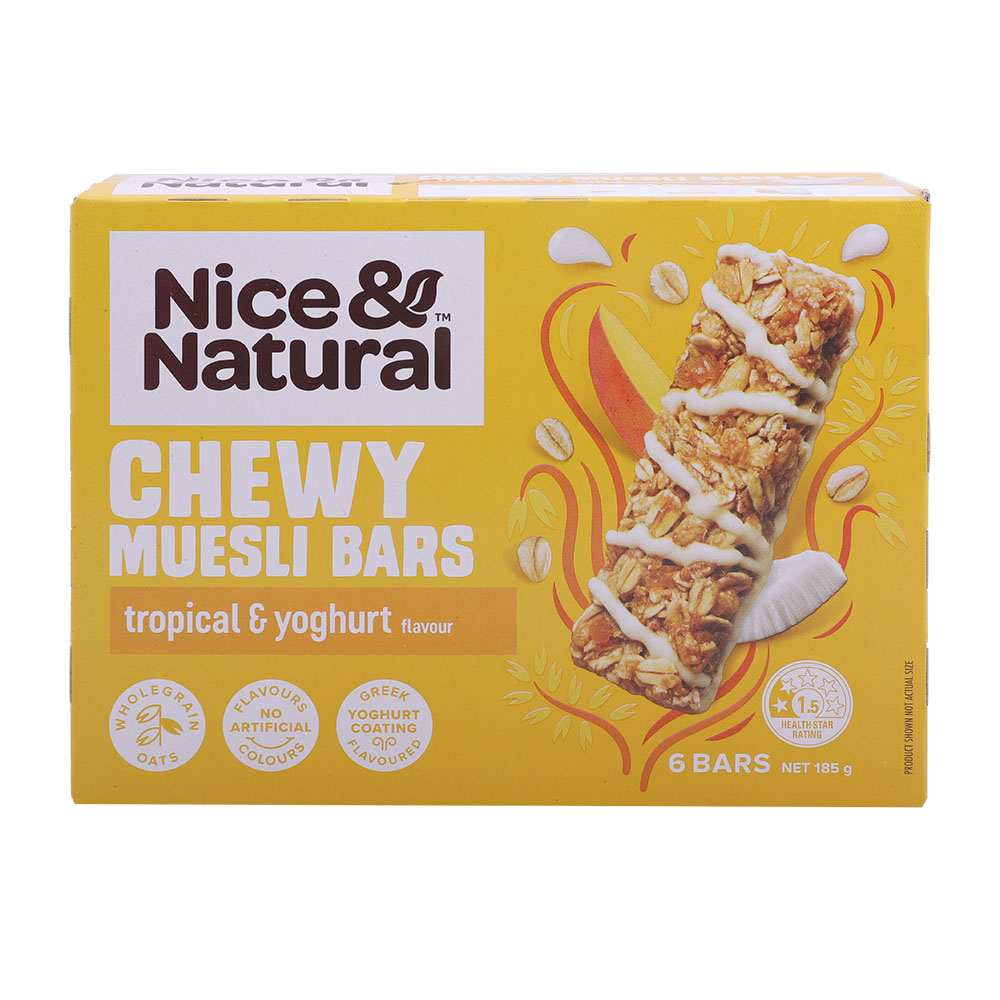 Nice & Natural Tropical & Yoghurt Muesli Bars 185g