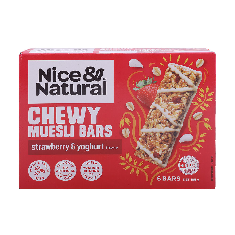 Nice & Natural Strawberry & Yoghurt Muesli Bars 185g