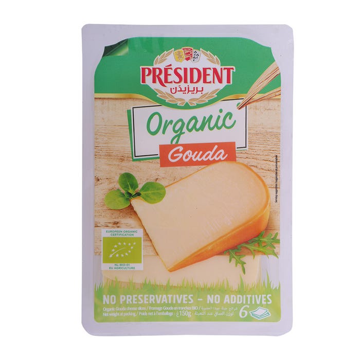 President Slices Organic Gauda Cheese Box 150g
