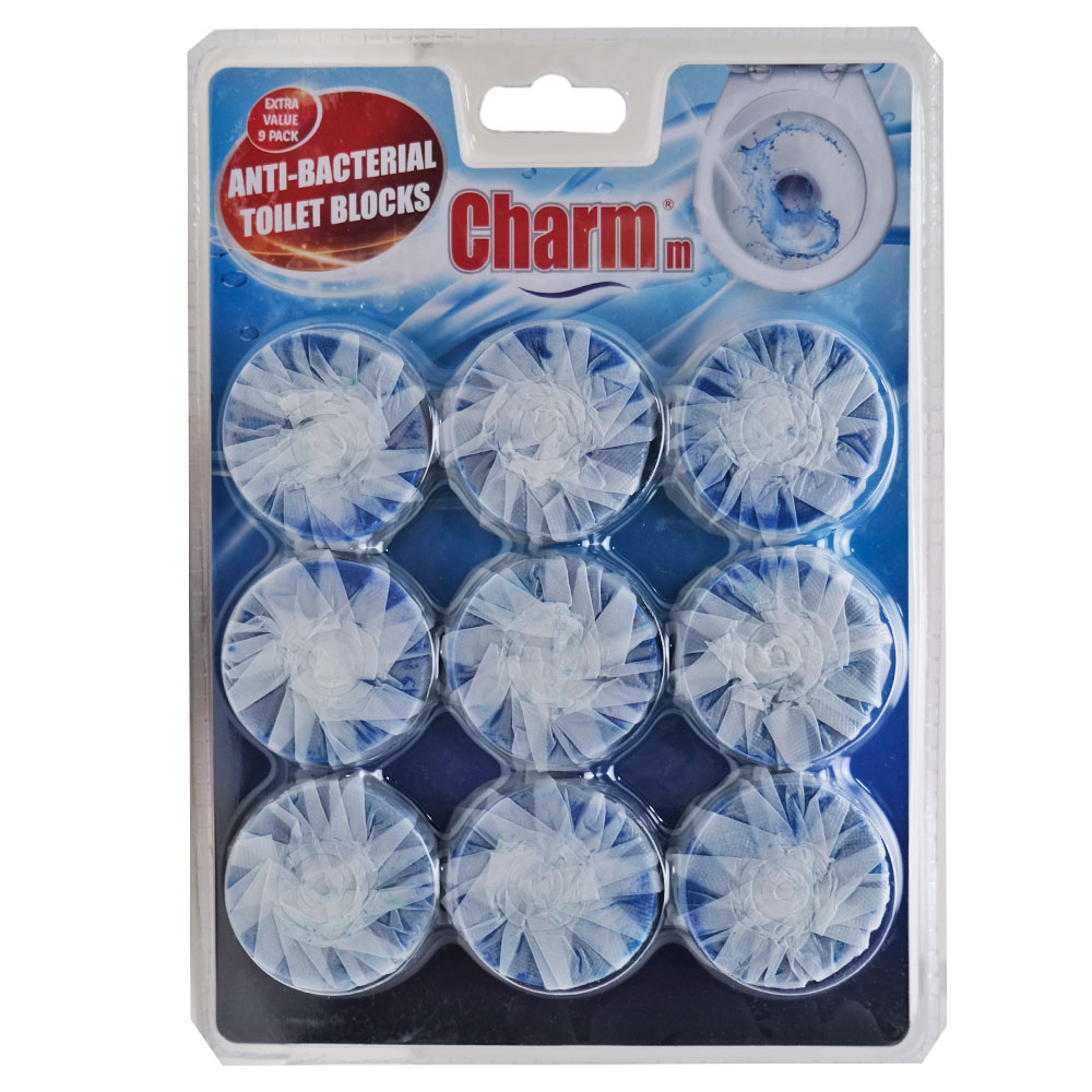 Charmm Antibacterial Toilet Blocks Blue 9s 360g