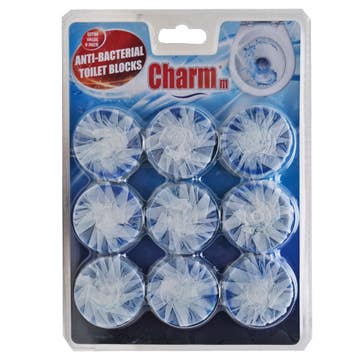 Charmm Antibacterial Toilet Blocks Blue 9s 360g 