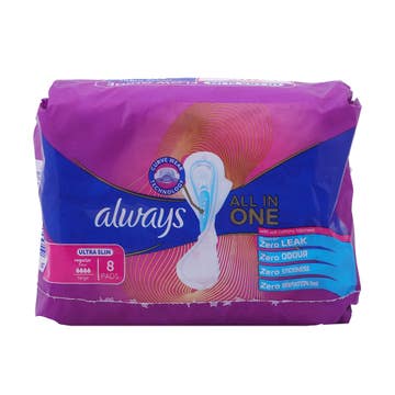Always Ultra Slim All In One Large Pads 8's 