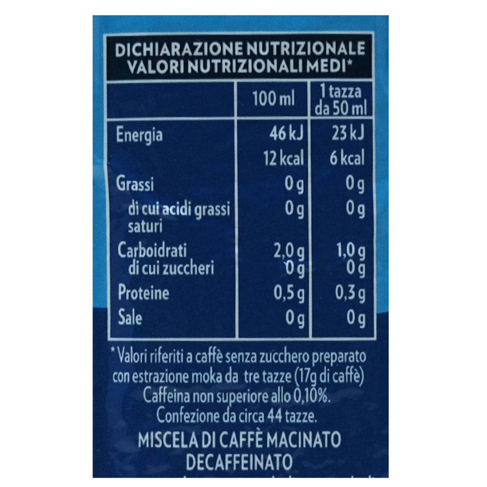 Lavazza Decaffeinato Ground 250g right side image