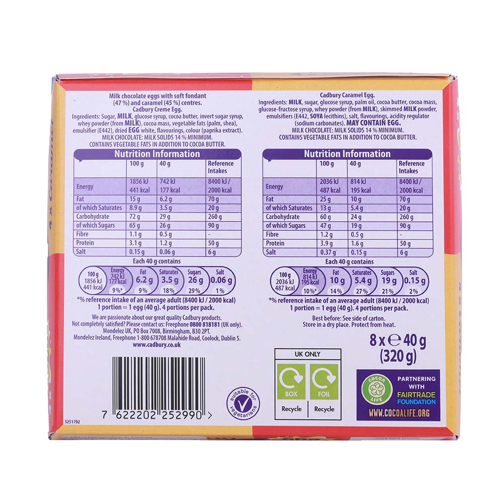 Cadbury Mixed Creme Egg Milk Chocolate 320g back image