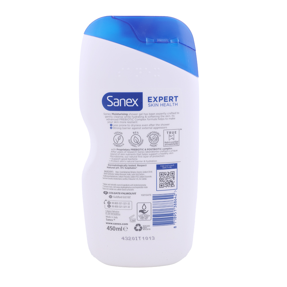 Sanex Moisturising Shower Gel 450ml back image