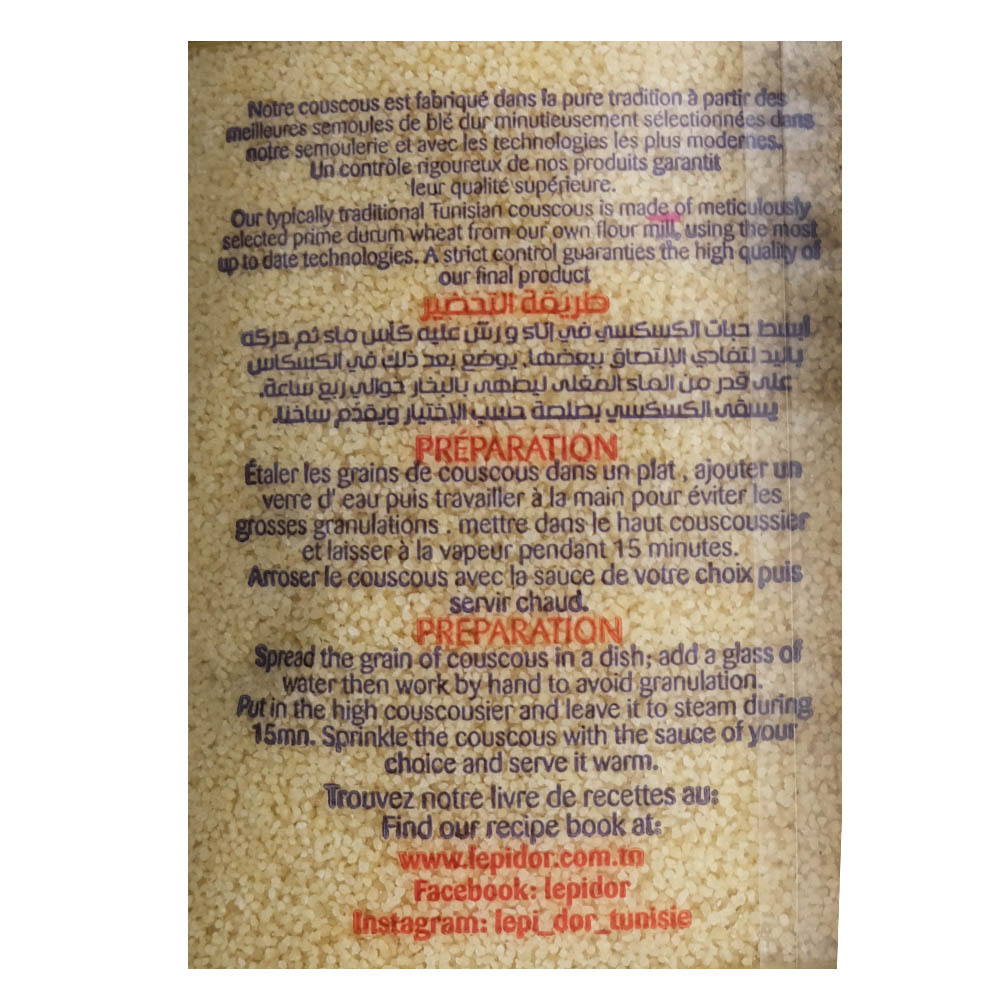 Lepi Dor Couscous Fin 1Kg back image