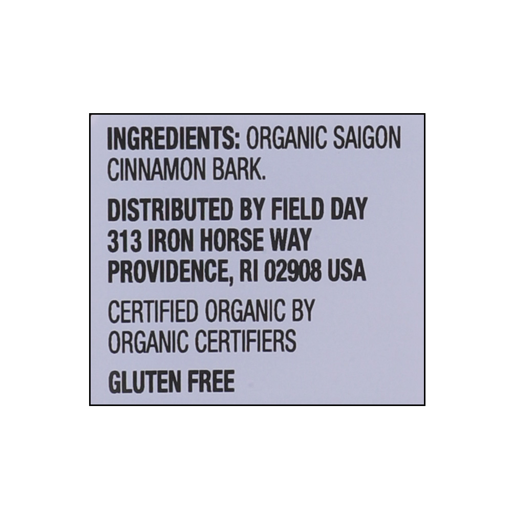 Field Day Spices Saigon Cinnamon Organic 42.5g right side image