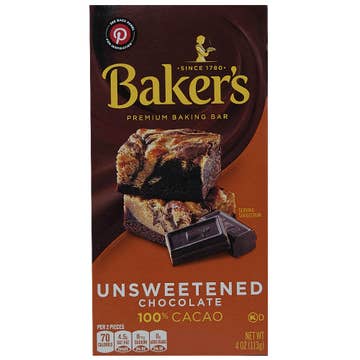 Baker's Unsweetened Baking Chocolate Bar 113g 