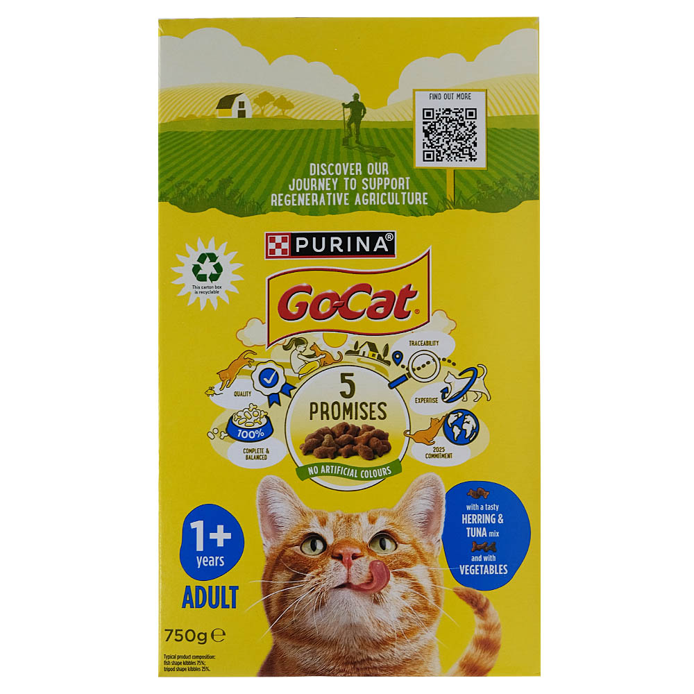 Purina Go-cat Adult Cat Food With Tuna Herring & Vegetables 750g